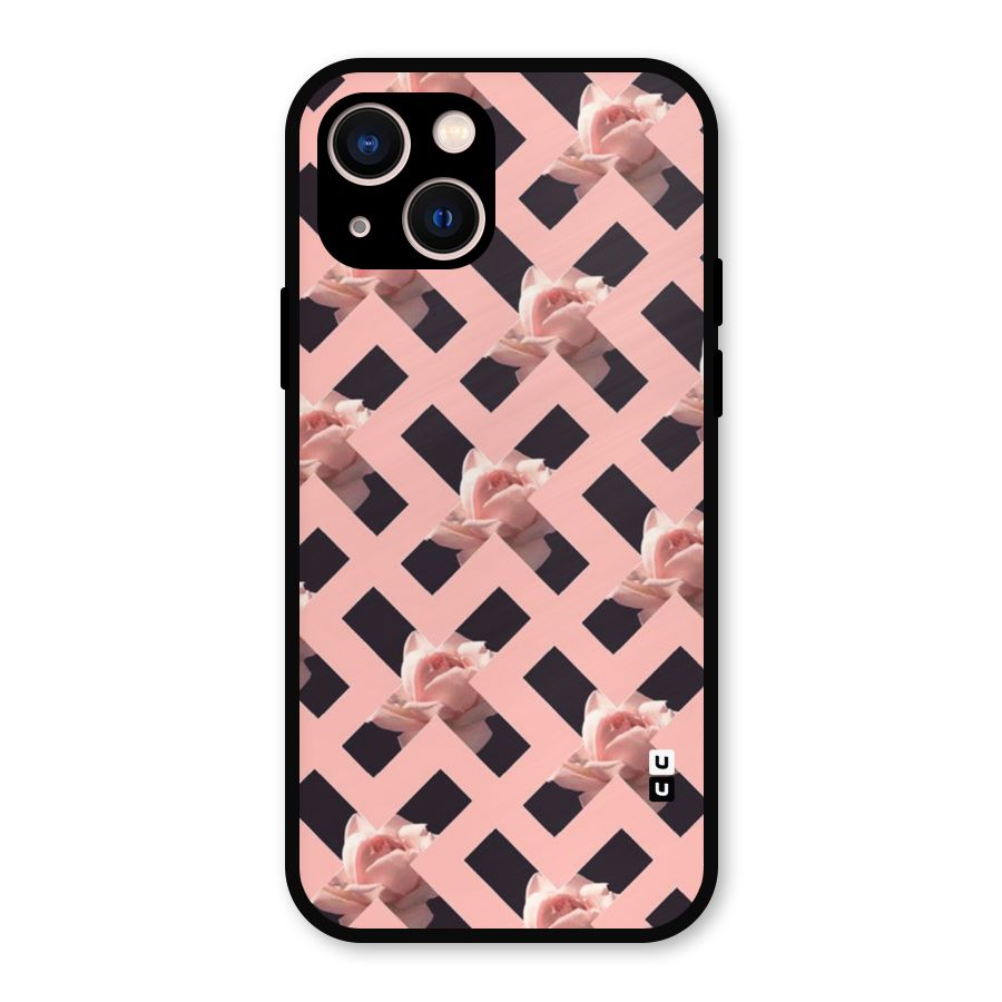 Floral X Design Metal Back Case for iPhone 13