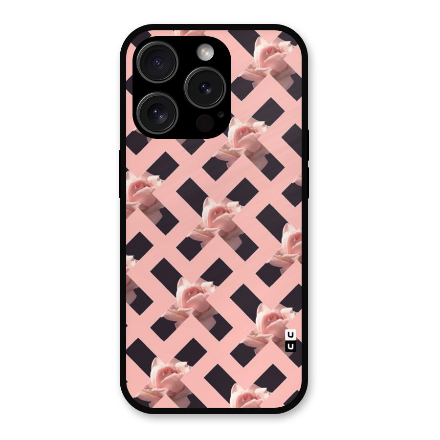 Floral X Design Metal Back Case for iPhone 15 Pro