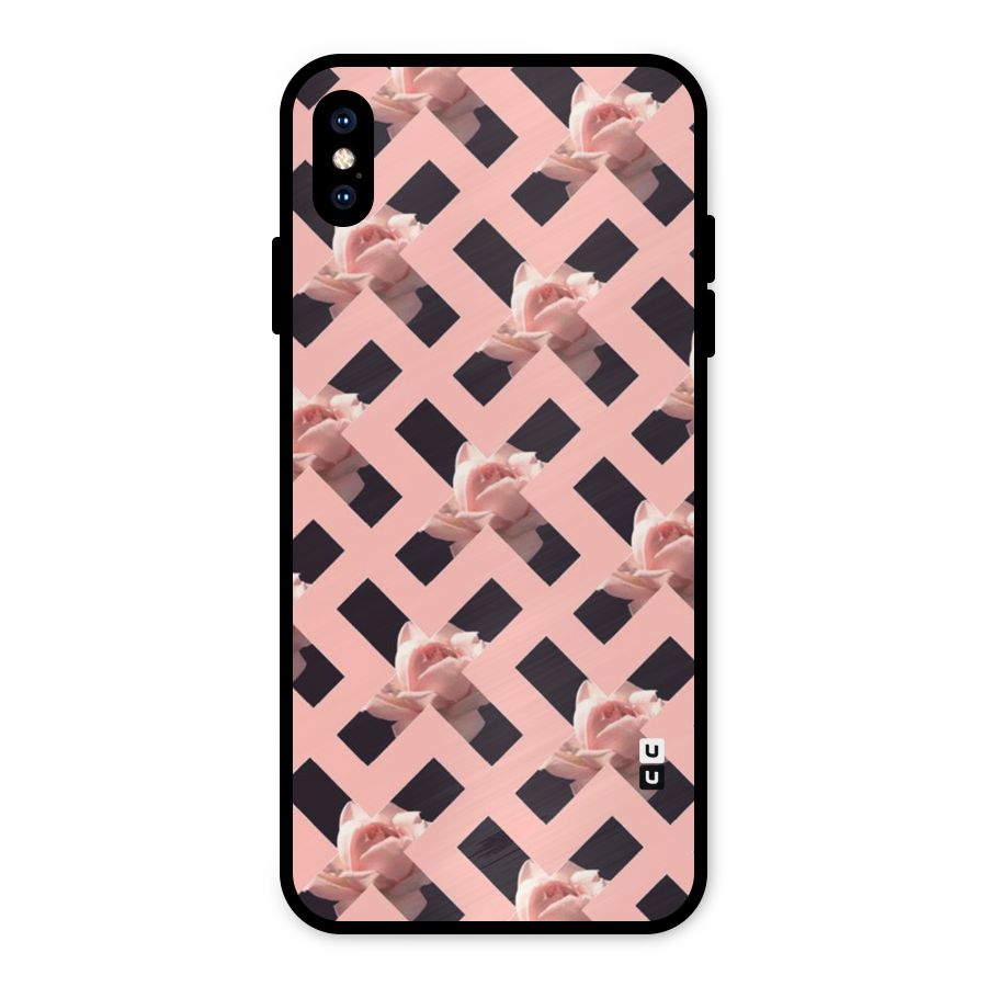 Floral X Design Metal Back Case for iPhone XS Max