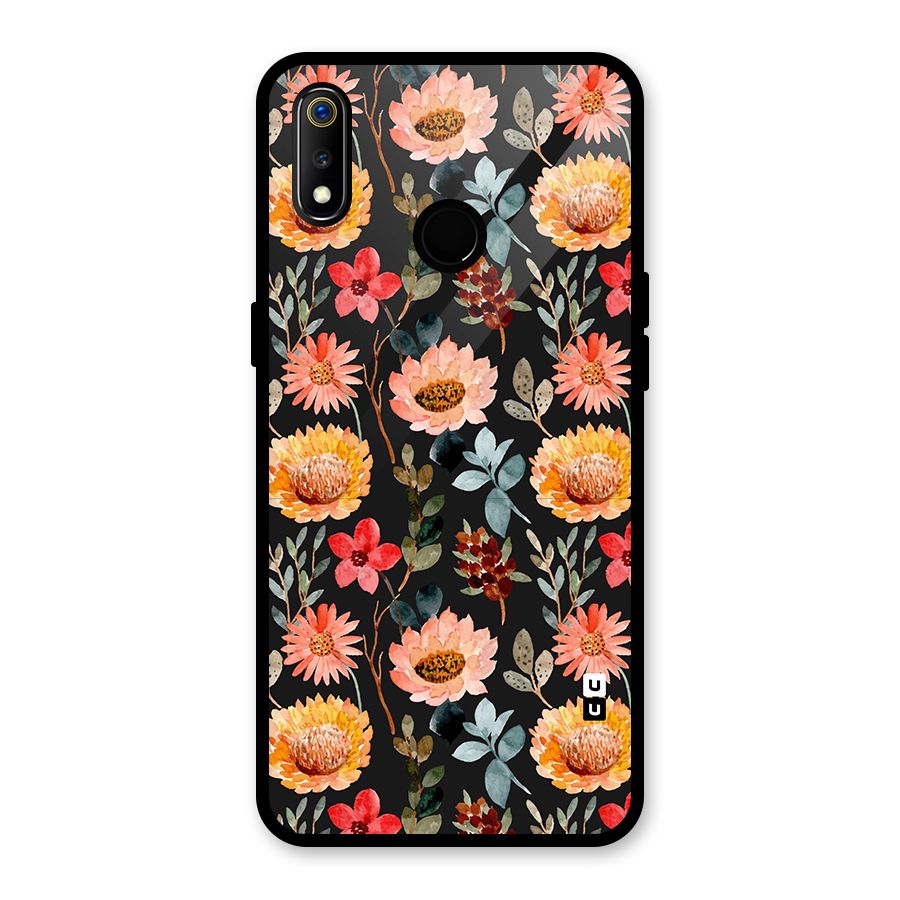 Florals Wonderful Pattern Glass Back Case for Realme 3