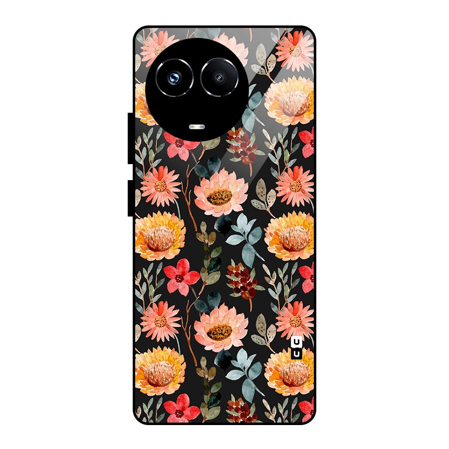 Florals Wonderful Pattern Glass Back Case for Realme Narzo 60X