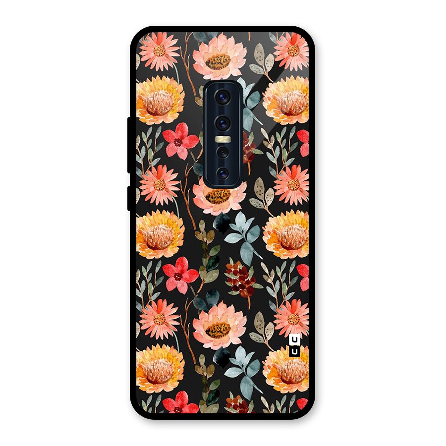 Florals Wonderful Pattern Glass Back Case for Vivo V17 Pro