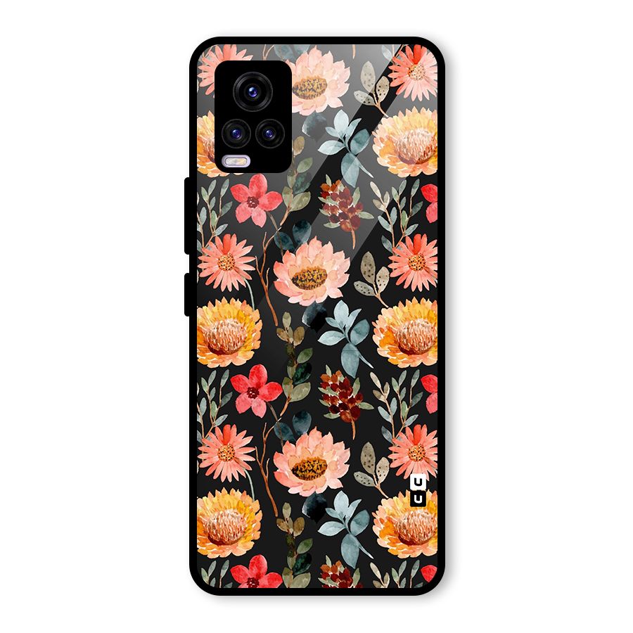 Florals Wonderful Pattern Glass Back Case for Vivo V20 2021