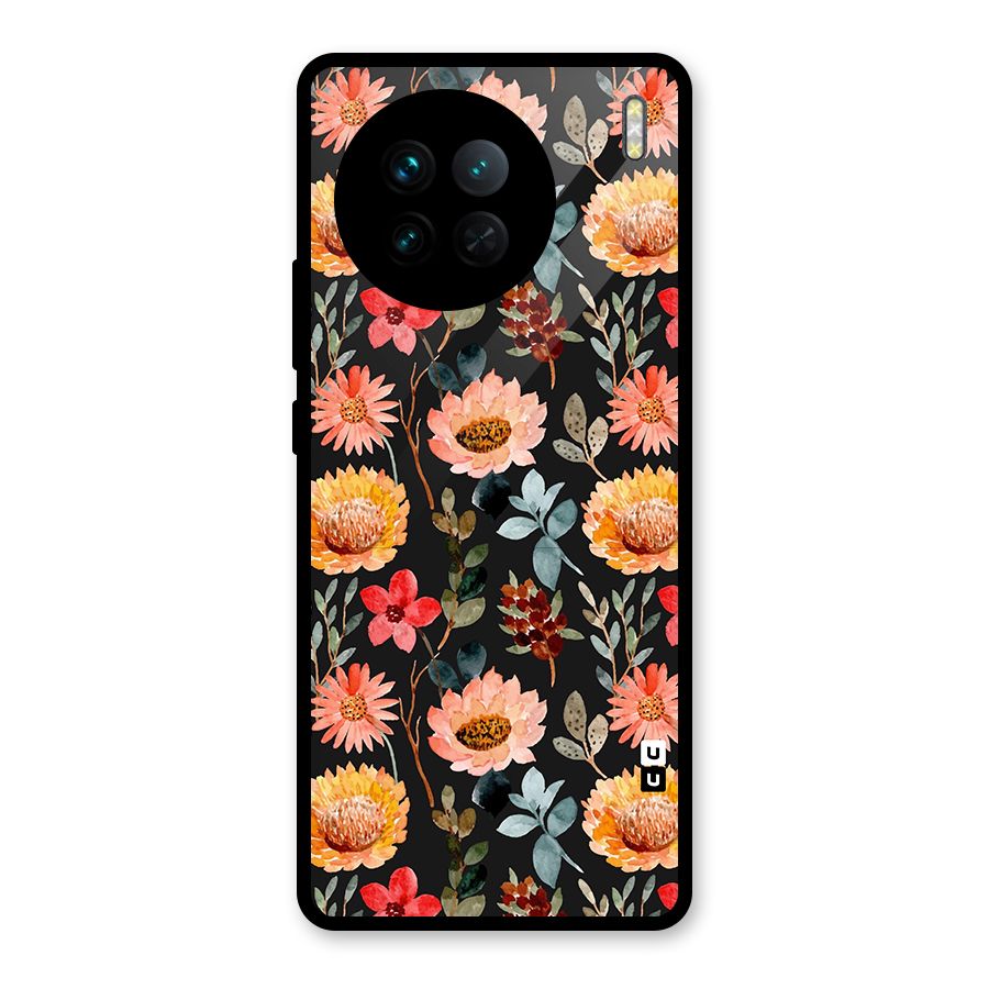 Florals Wonderful Pattern Glass Back Case for Vivo X90