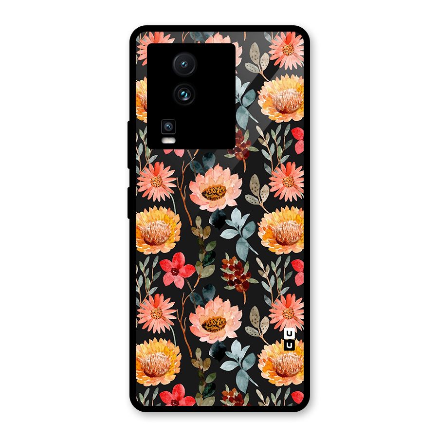 Florals Wonderful Pattern Glass Back Case for Vivo iQOO Neo 7