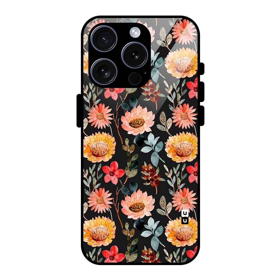 Florals Wonderful Pattern Glass Back Case for iPhone 15 Pro