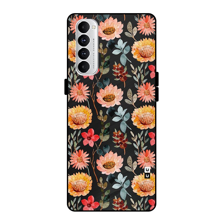 Florals Wonderful Pattern Metal Back Case for Oppo Reno4 Pro