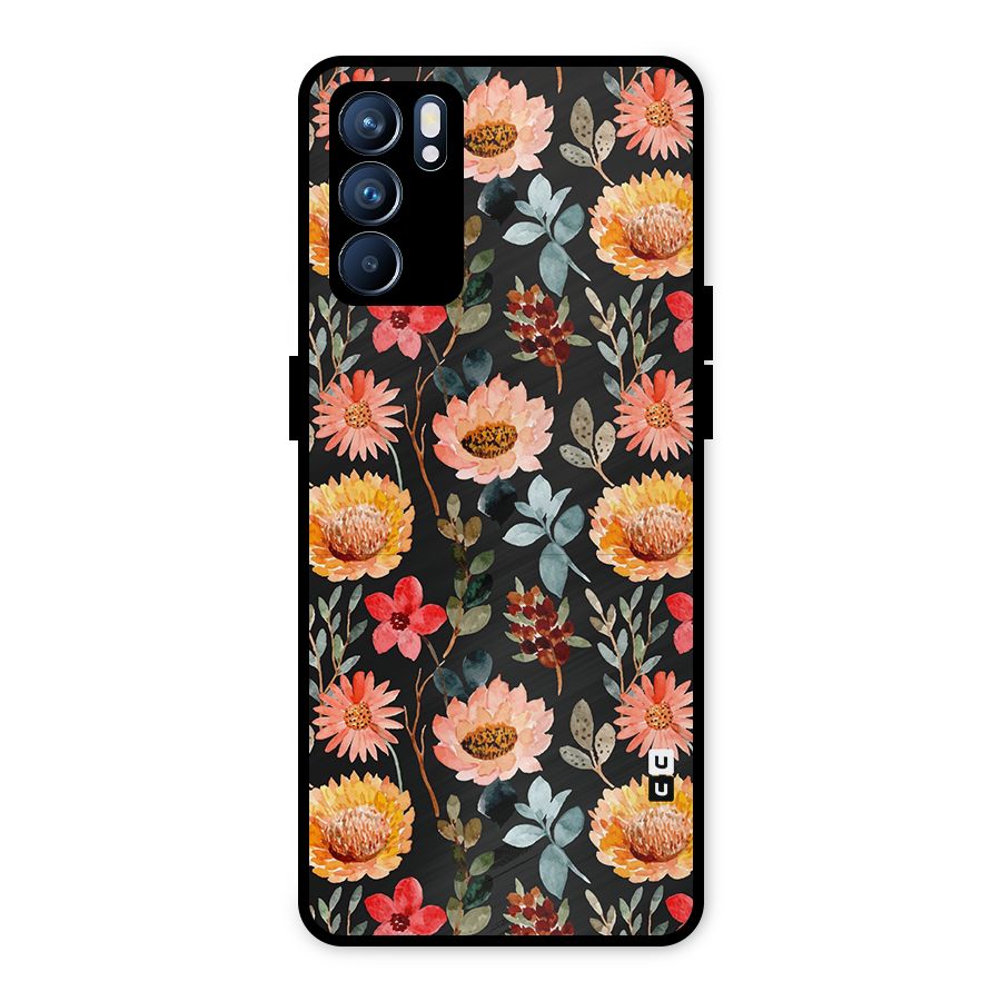 Florals Wonderful Pattern Metal Back Case for Oppo Reno6 5G