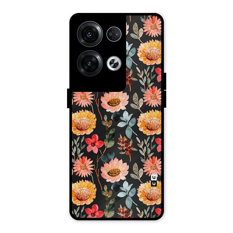 Florals Wonderful Pattern Metal Back Case for Oppo Reno8 Pro 5G