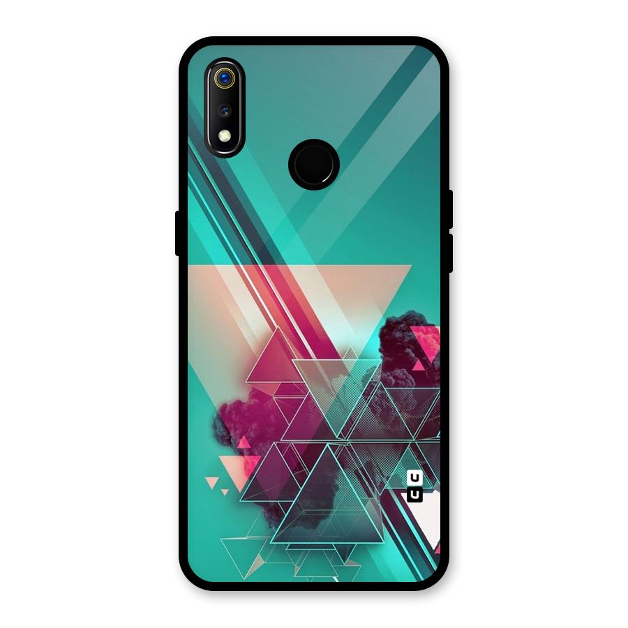 Floroscent Abstract Glass Back Case for Realme 3