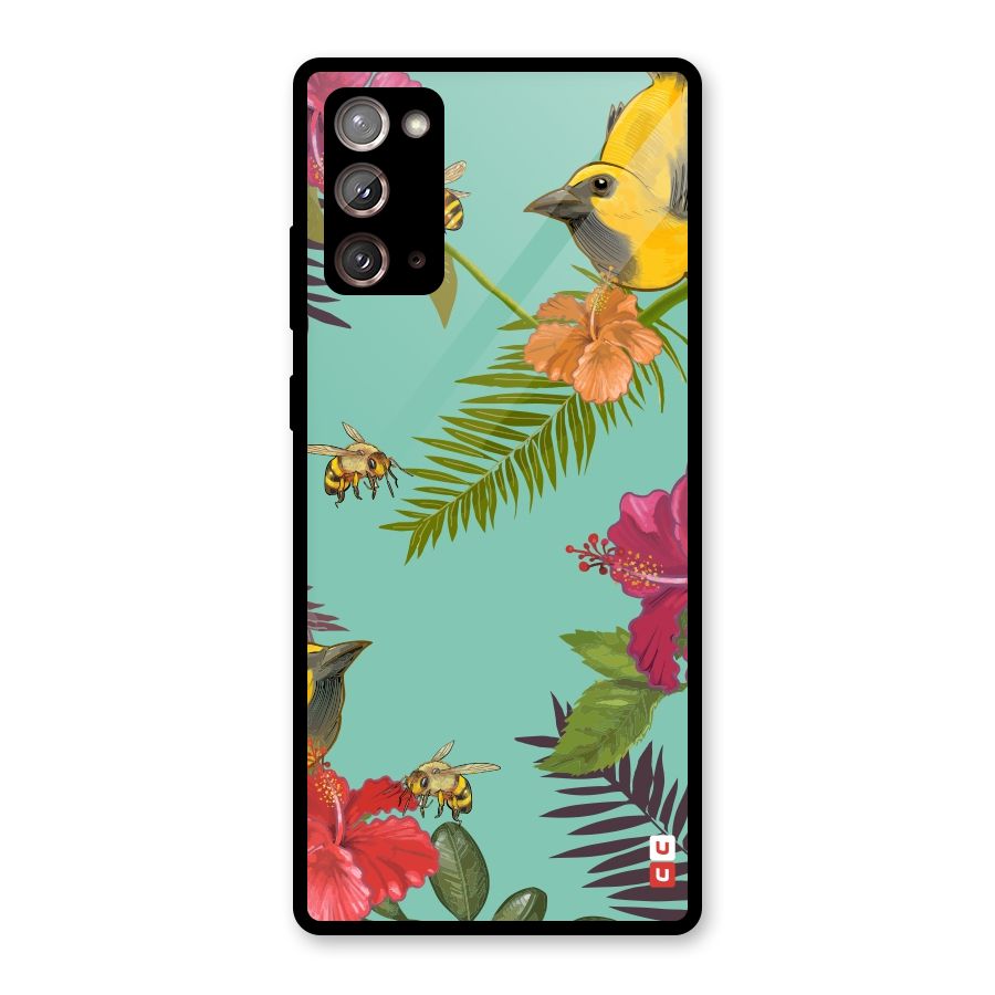 Flower Bird and Bee Glass Back Case for Galaxy Note 20