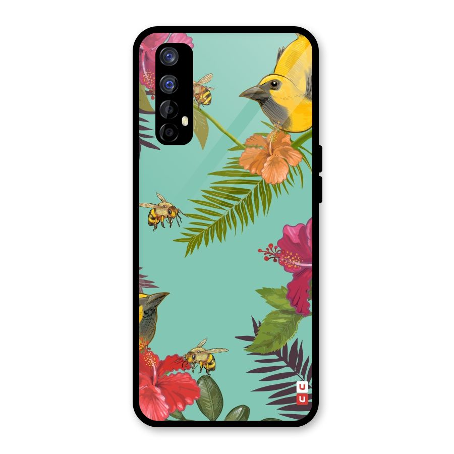 Flower Bird and Bee Glass Back Case for Realme Narzo 20 Pro