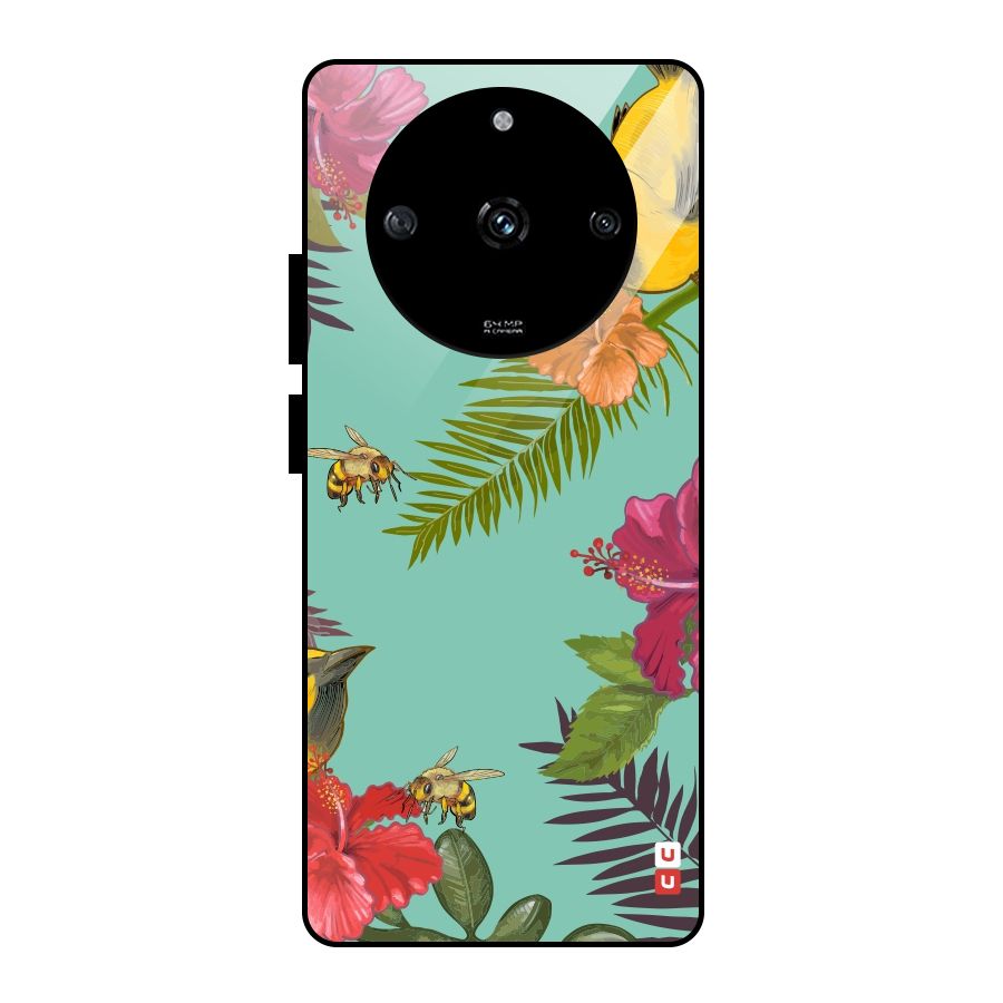 Flower Bird and Bee Glass Back Case for Realme Narzo 60 5G