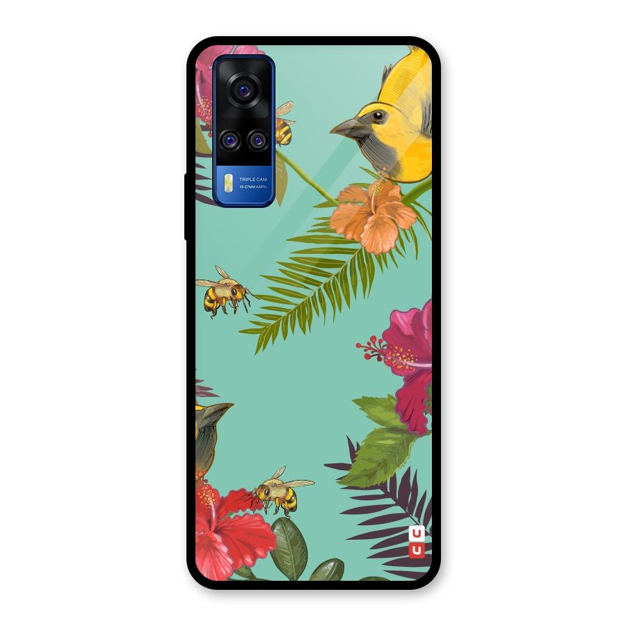Flower Bird and Bee Glass Back Case for Vivo Y31