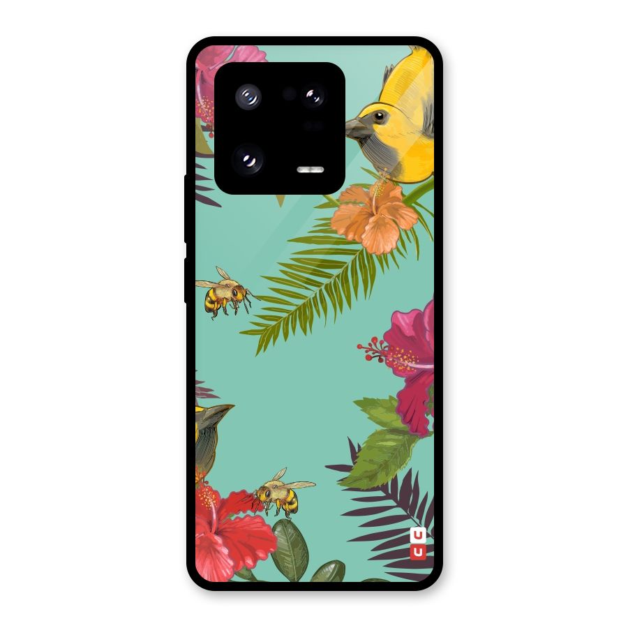 Flower Bird and Bee Glass Back Case for Xiaomi 13 Pro