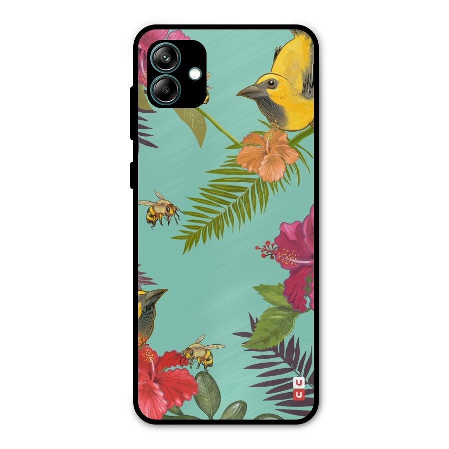 Flower Bird and Bee Metal Back Case for Galaxy A04