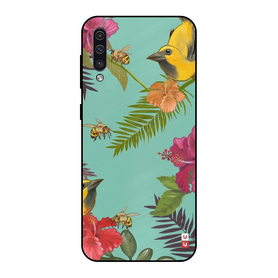 Flower Bird and Bee Metal Back Case for Galaxy A30s