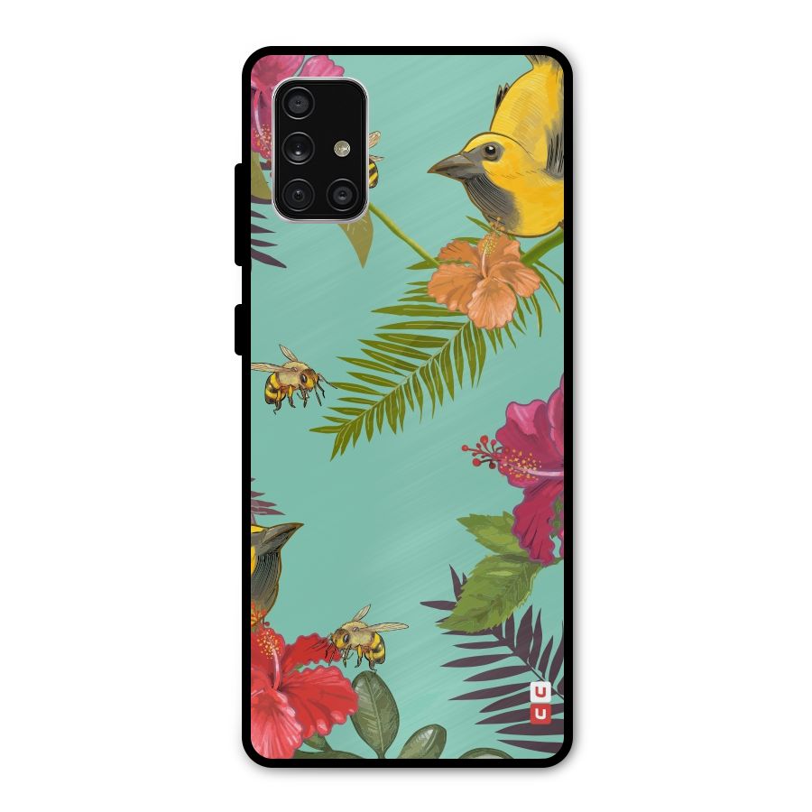 Flower Bird and Bee Metal Back Case for Galaxy A71