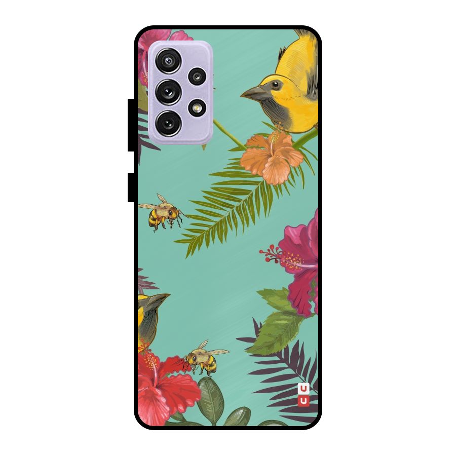 Flower Bird and Bee Metal Back Case for Galaxy A72