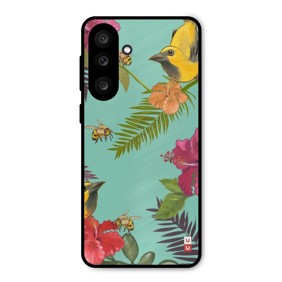 Flower Bird and Bee Metal Back Case for Galaxy F56