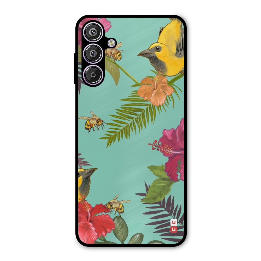 Flower Bird and Bee Metal Back Case for Galaxy M15