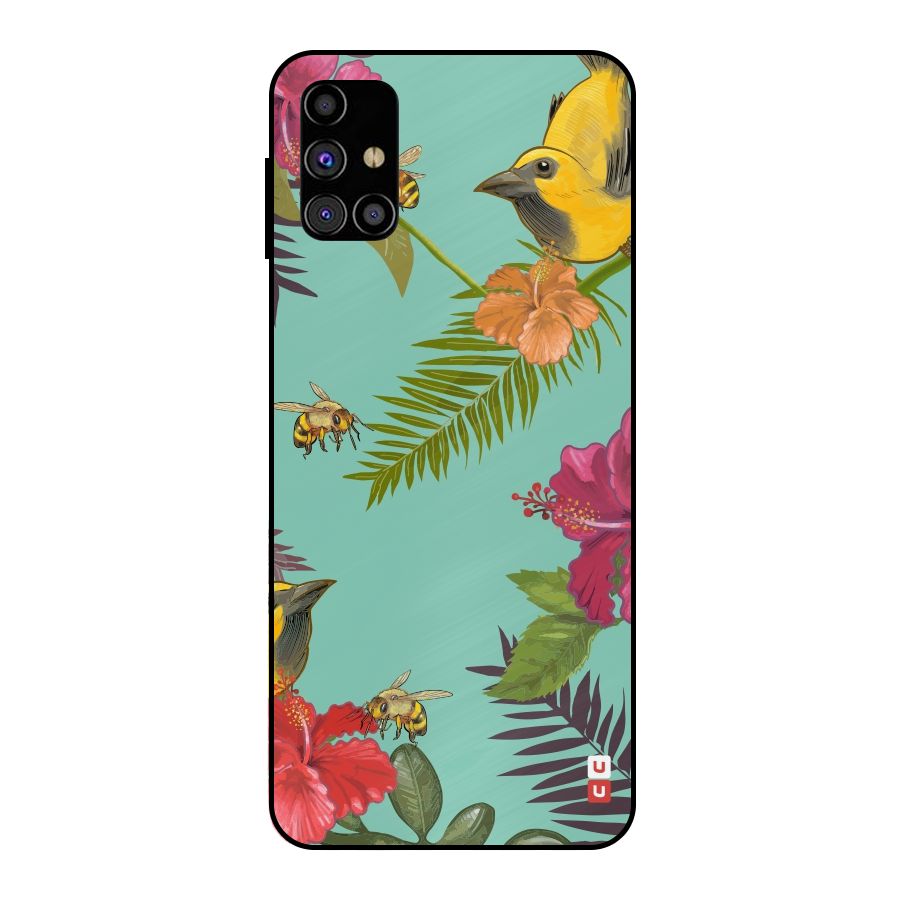 Flower Bird and Bee Metal Back Case for Galaxy M31s