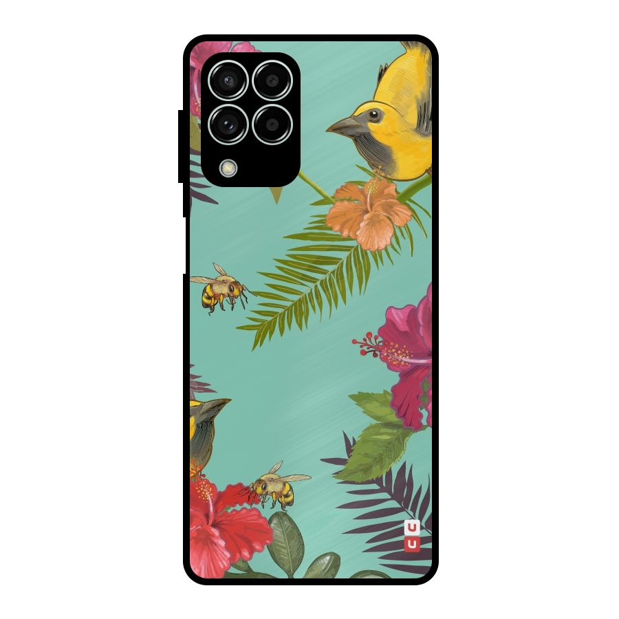 Flower Bird and Bee Metal Back Case for Galaxy M33