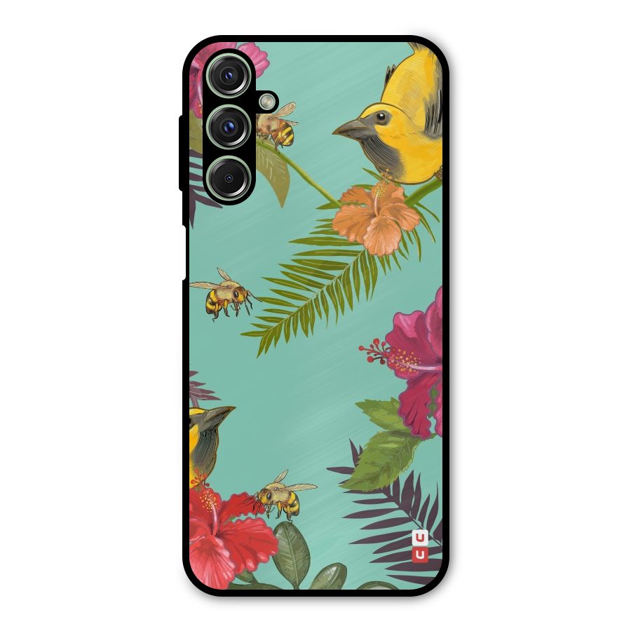 Flower Bird and Bee Metal Back Case for Galaxy M34