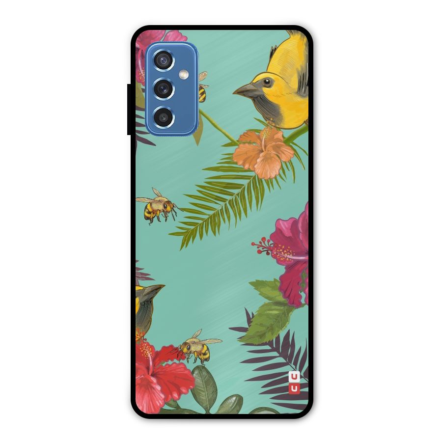 Flower Bird and Bee Metal Back Case for Galaxy M52 5G