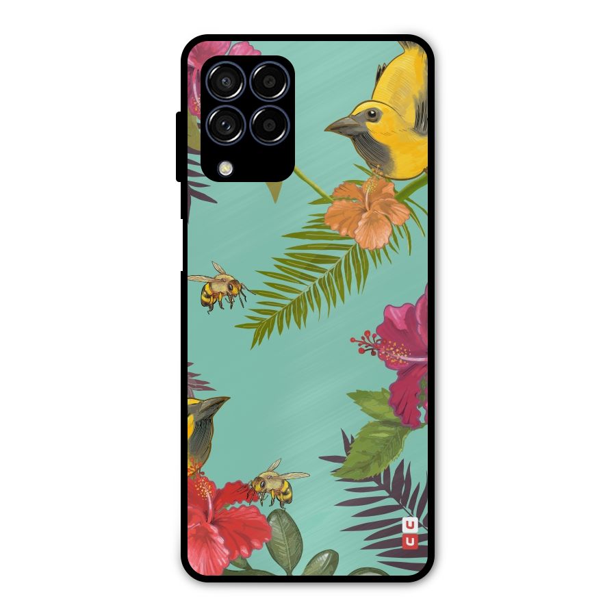 Flower Bird and Bee Metal Back Case for Galaxy M53 5G