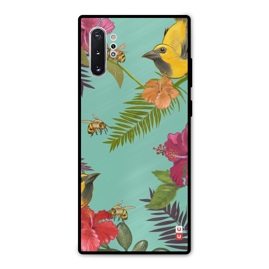Flower Bird and Bee Metal Back Case for Galaxy Note 10 Plus