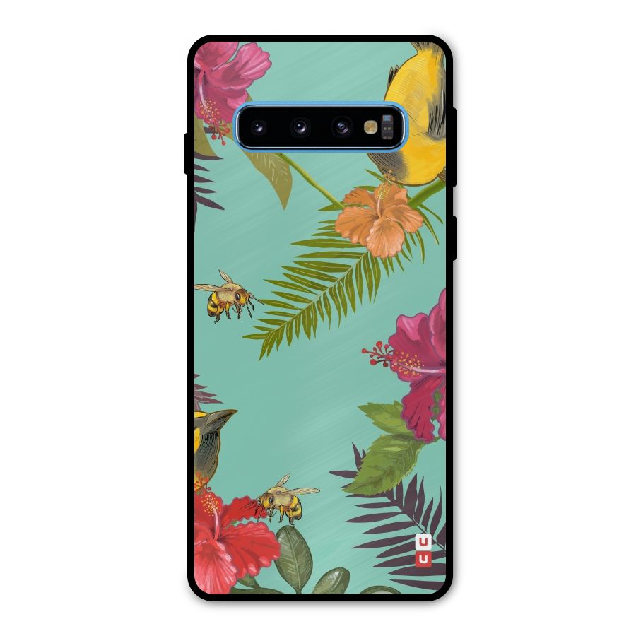 Flower Bird and Bee Metal Back Case for Galaxy S10