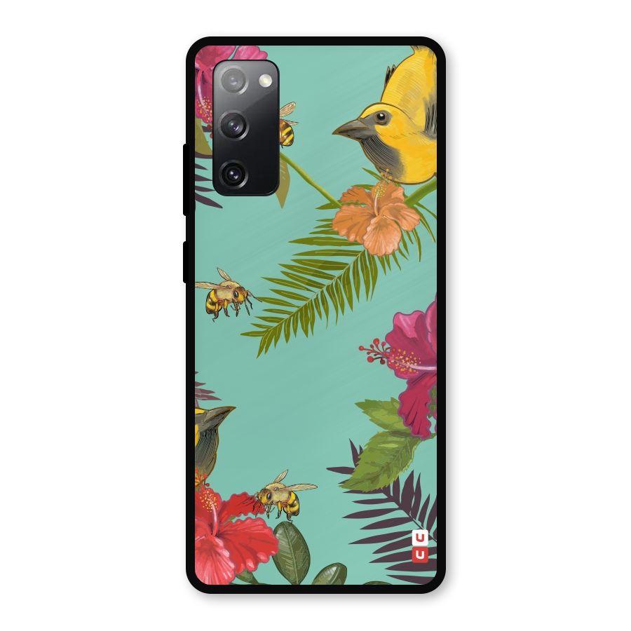 Flower Bird and Bee Metal Back Case for Galaxy S20 FE 5G