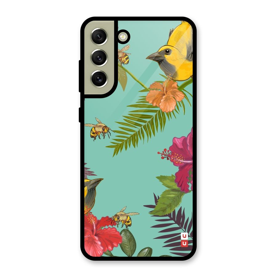 Flower Bird and Bee Metal Back Case for Galaxy S21 FE 5G (2023)