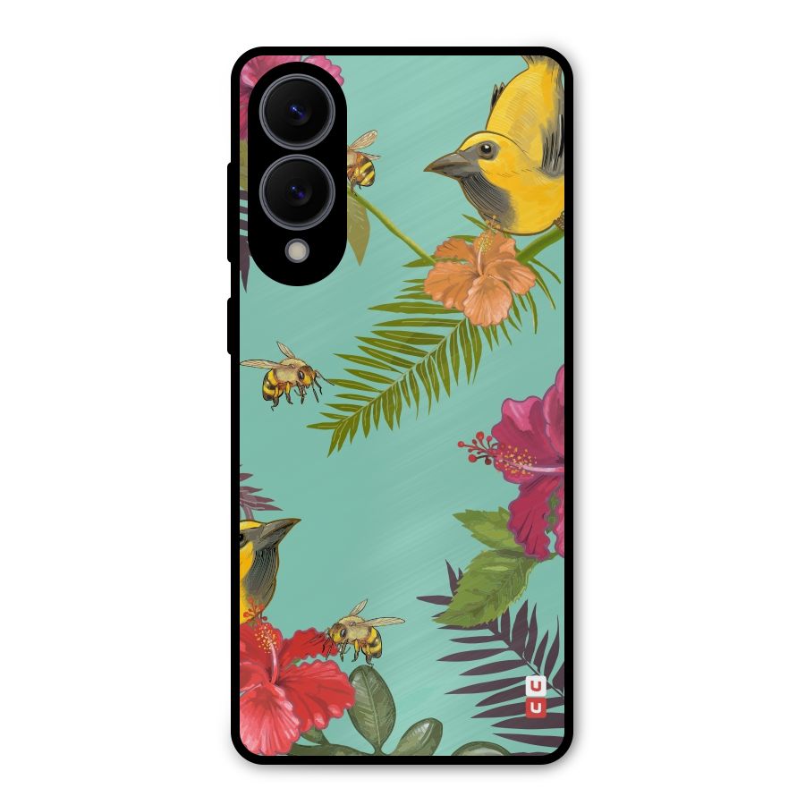 Flower Bird and Bee Metal Back Case for Galaxy S25 Edge
