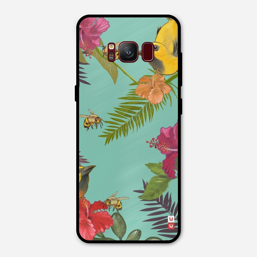 Flower Bird and Bee Metal Back Case for Galaxy S8