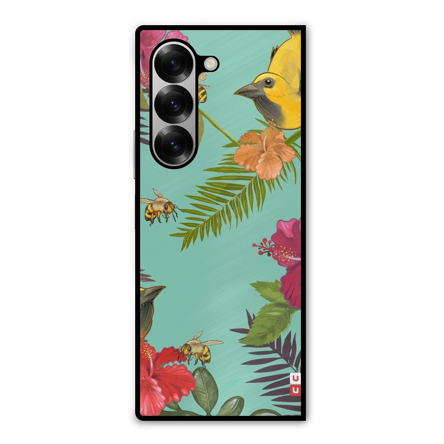 Flower Bird and Bee Metal Back Case for Galaxy Z Fold6