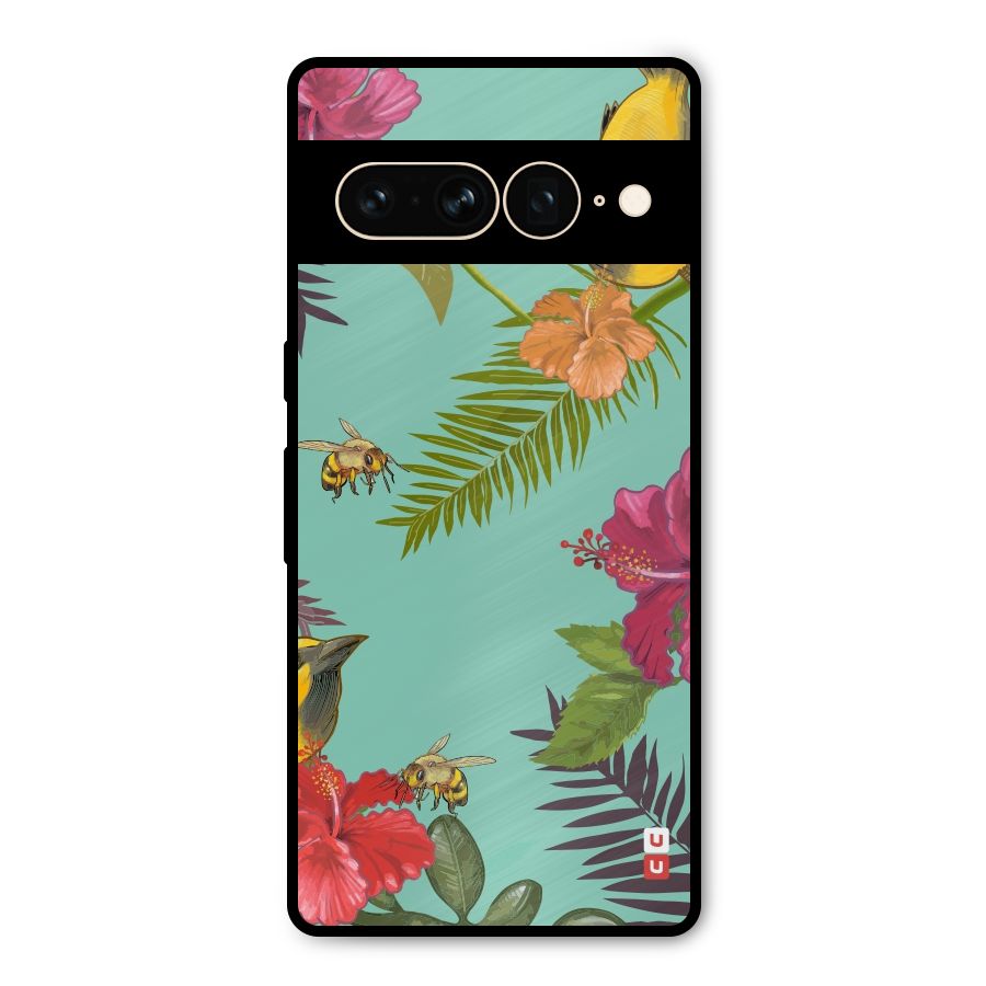 Flower Bird and Bee Metal Back Case for Google Pixel 7 Pro