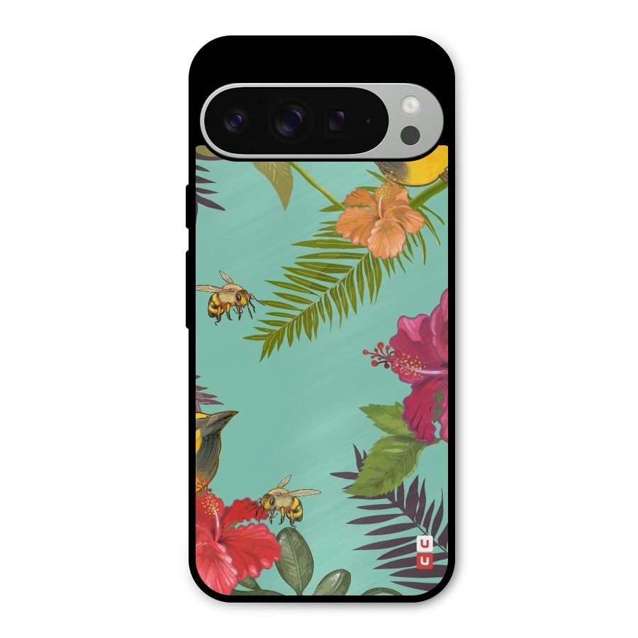 Flower Bird and Bee Metal Back Case for Google Pixel 9 Pro XL