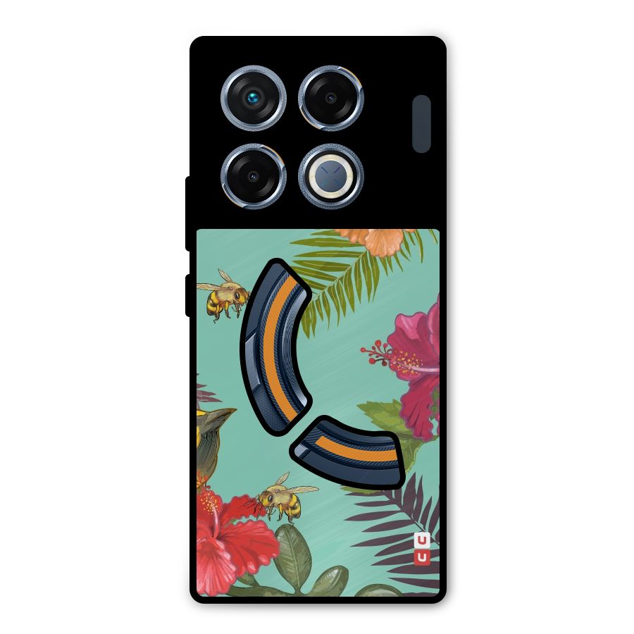 Flower Bird and Bee Metal Back Case for Infinix GT 20 Pro