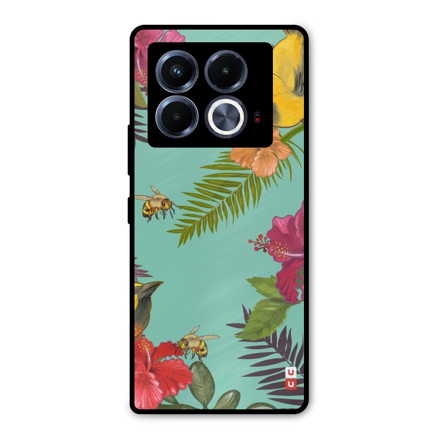 Flower Bird and Bee Metal Back Case for Infinix Note 40 5G