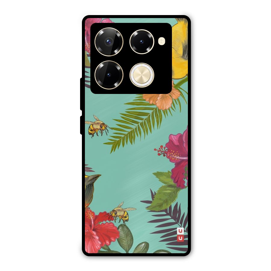 Flower Bird and Bee Metal Back Case for Infinix Note 40 Pro Plus