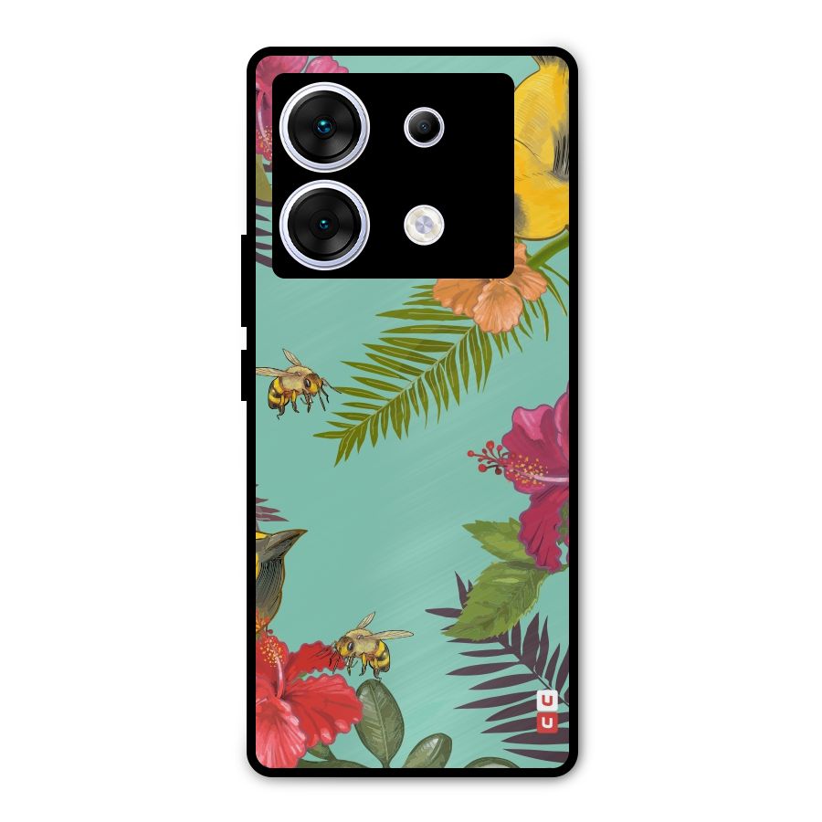 Flower Bird and Bee Metal Back Case for Infinix Zero 30 5G