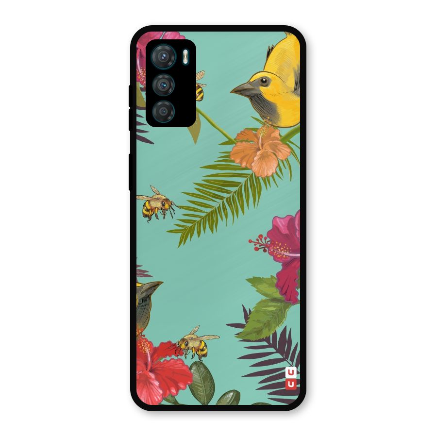 Flower Bird and Bee Metal Back Case for Moto G42