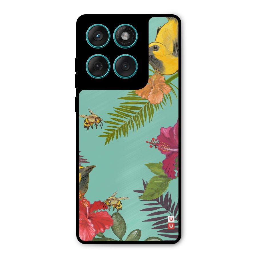 Flower Bird and Bee Metal Back Case for Motorola Edge 60