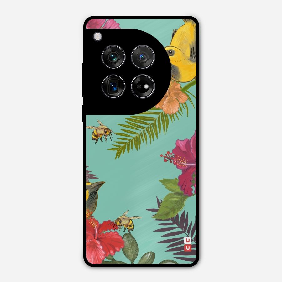 Flower Bird and Bee Metal Back Case for OnePlus 12