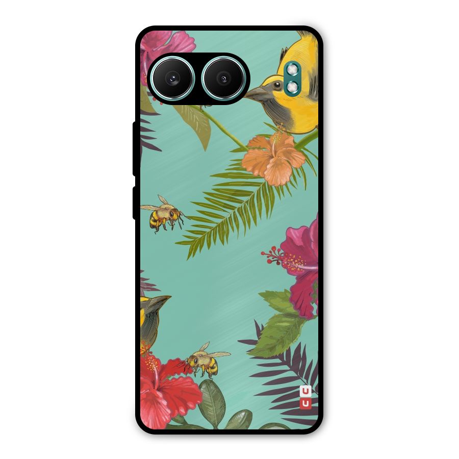 Flower Bird and Bee Metal Back Case for OnePlus Nord 4