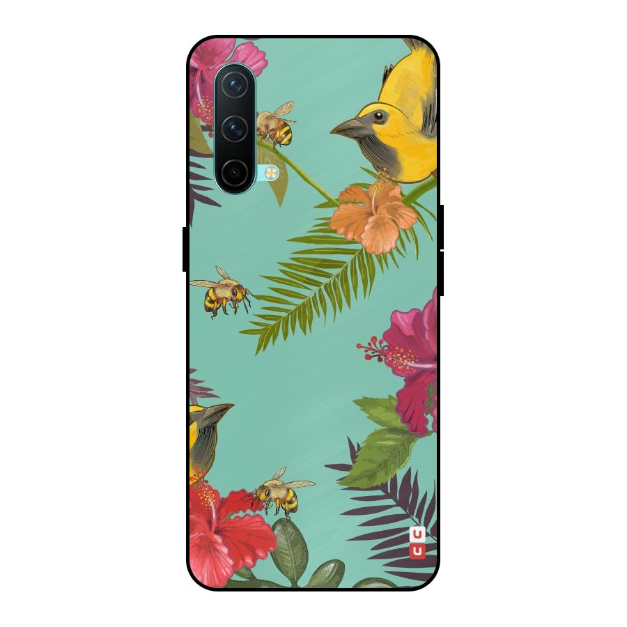 Flower Bird and Bee Metal Back Case for OnePlus Nord CE 5G