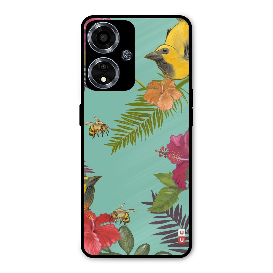 Flower Bird and Bee Metal Back Case for Oppo A59