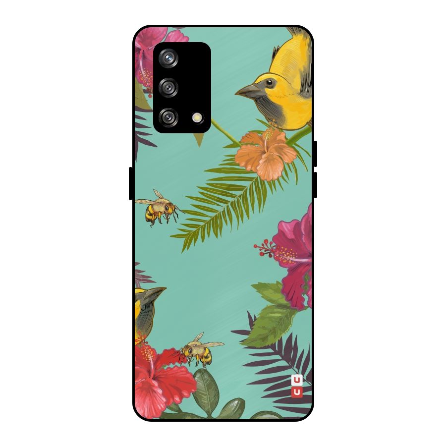 Flower Bird and Bee Metal Back Case for Oppo F19